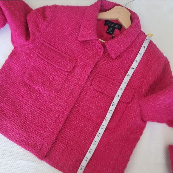 Rachel Zoe tweed cropped solid Boucle blazer fuchsia - Picture 14 of 16